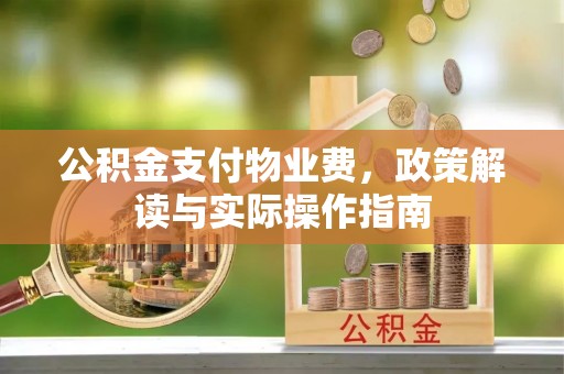 庄河公积金支付物业费，政策解读与实际操作指南